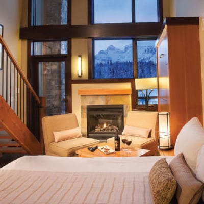 Luxury hotel room at sunshine mountain lodge near banff