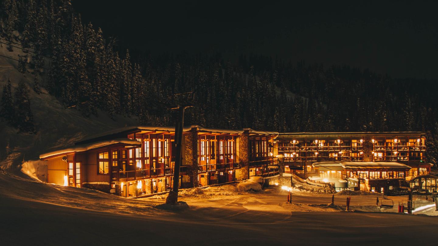 hotel, sunshine mountain lodge, night